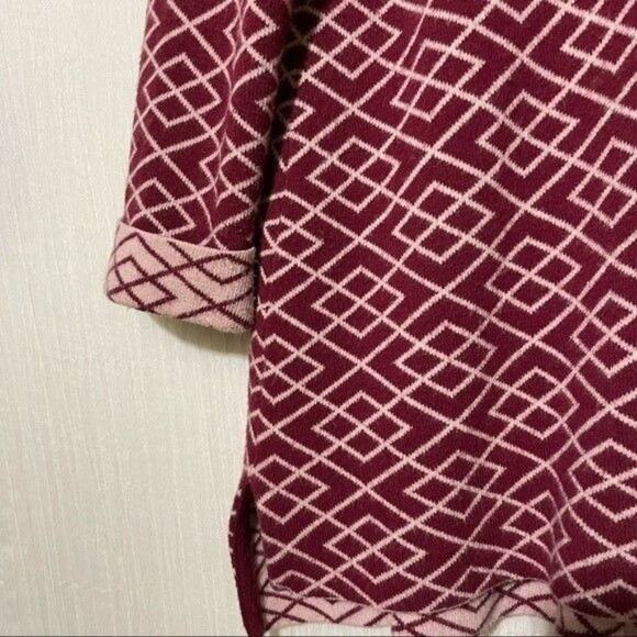 Anthropologie Moth Galena Cowl Neck Sweater L Red Cream Alpaca Blend - Picture 10 of 12